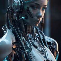 🤖✨数字时代的美女机器人3D雕塑